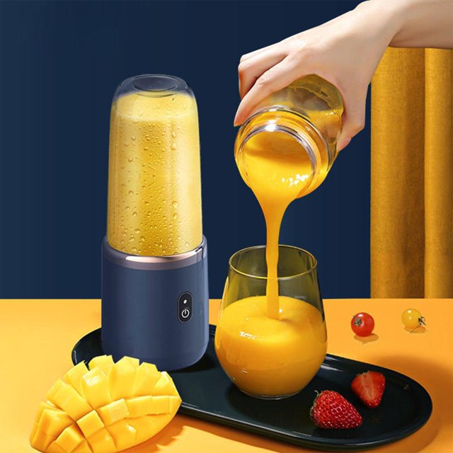 Ruiboury 400ml 6 Juicer USB Rechargeable Food Mixer Travel Blue
