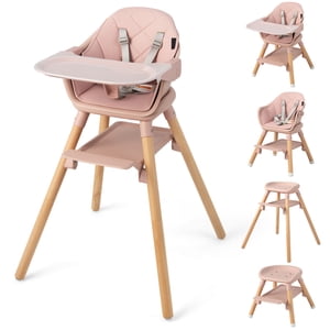 Patiojoy 3 en 1 Chaises hautes pour bébés et tout-petits, Chaise haute convertible avec repose-pieds rose