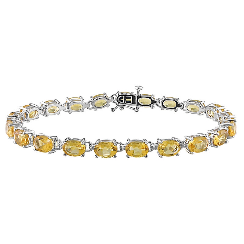 Bracelet Citrine Jaune 14.75 Carats (ctw) en Argent Sterling