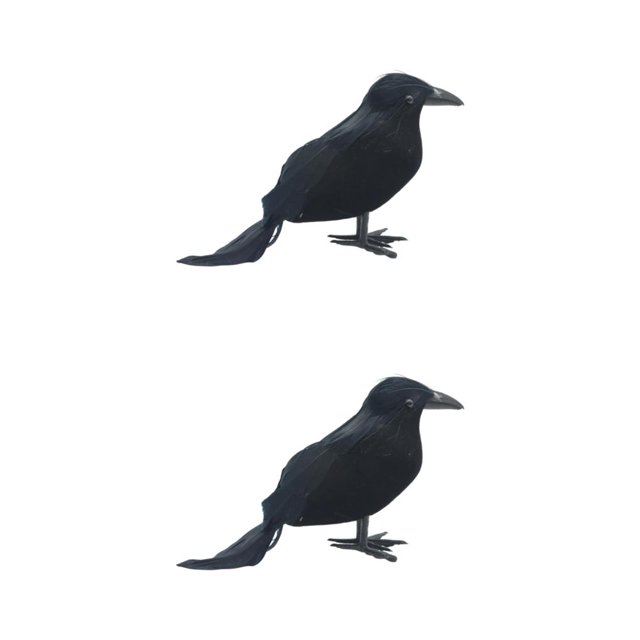 kurtrusly Horror Props For Halloween - High Simulation Black Crow Ornament For Festive Straight crow 2Set