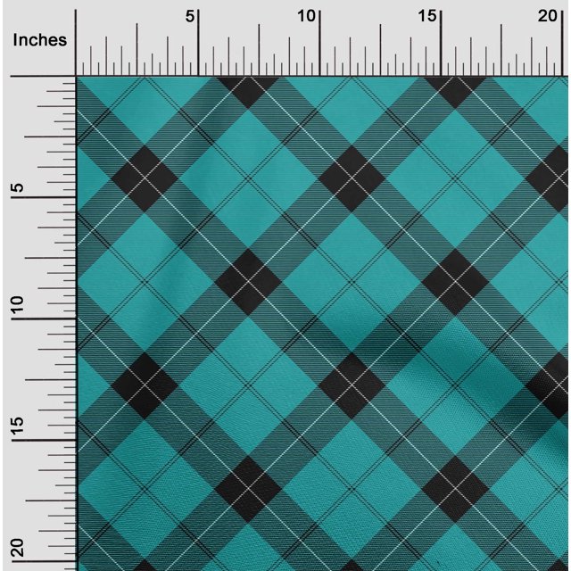 oneOone Polyester Lycra Fabric Tartan Check Print Fabric BTY 56 Inch Wide