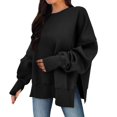 thumbnail image 4 of Timegard Womens Sweatshirt Long Sleeve Side Split Crewneck Oversized Pullover Fall Winter Loose Tops, 4 of 6