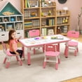 thumbnail image 2 of Gymax Kids Height Adjustable Table and 4 Chairs Set with Graffiti Desktop Pink, 2 of 10