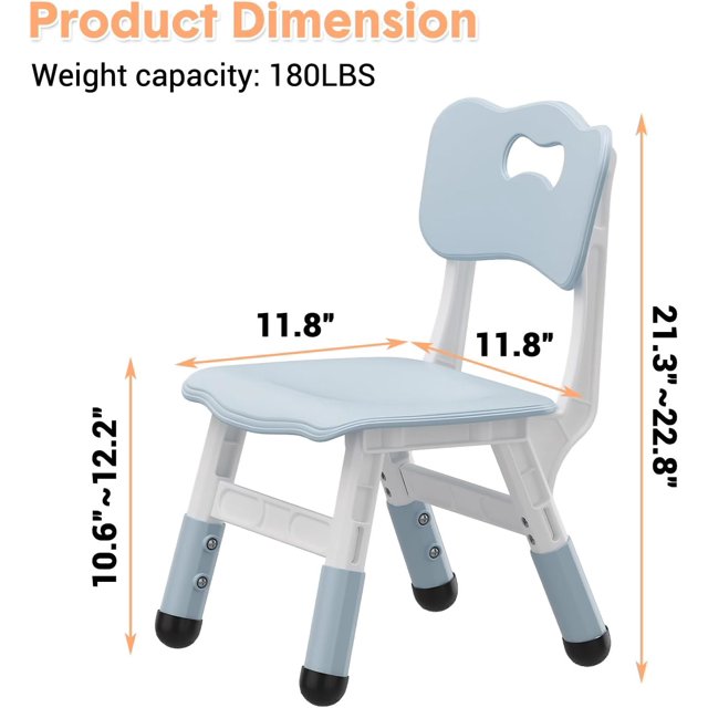 OUYAWEI 2 Pack 3-Level Height Adjustable Child Chair Non-Slip Pads 180 Lbs Plastic Nursery Light Gray Home Classroom