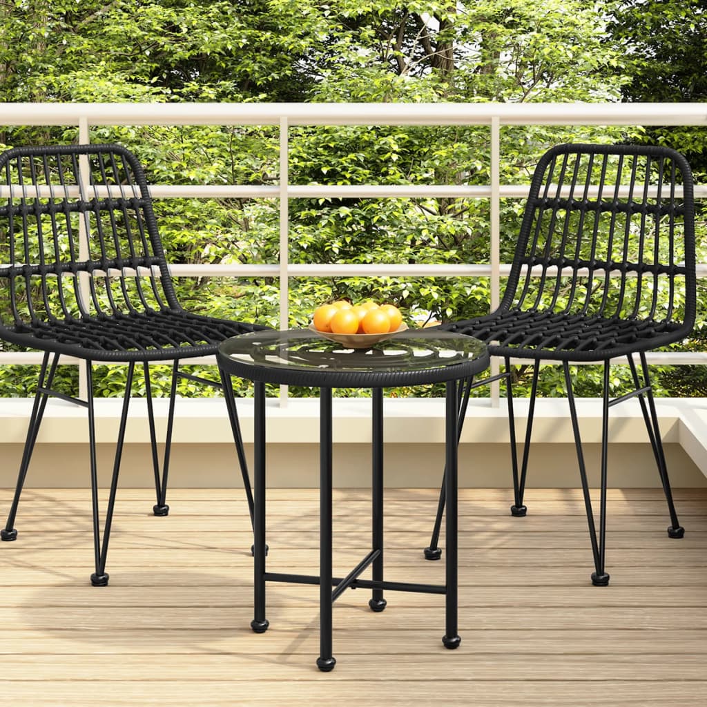 vidaXL Dining Table Black Ø50 cm Tempered Glass and Steel