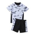 thumbnail image 3 of PMVFHDE Boys Plus Size Swimwear | Quick-Dry Two-Piece Swimsuit Set | Solid Color Summer Swim Trunks & Rash Guard Grey-D,150, 3 of 9