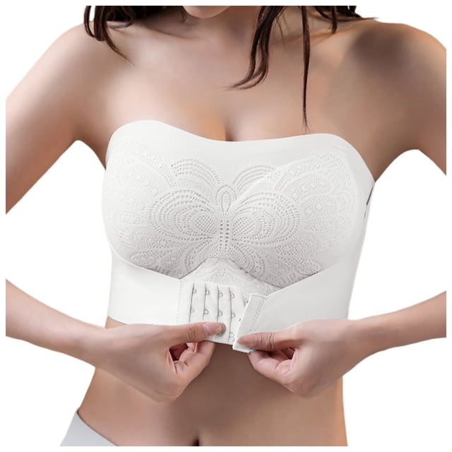 Kcodviy Women's Comfortable and Transparent Womens Bras Comfortable Packs Shoulder Strap Cordless Backless Womens Bras Comfortable Padded Spongeless with Convertible Shoulder Straps