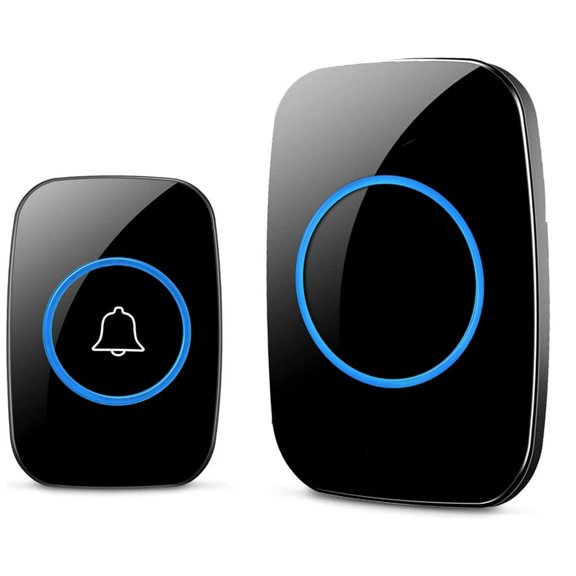 CUITING ZOUYUE Wireless Doorbell for Home Battery Operated 1000Feet Operating Adjustable Volume Easy-to-Use Waterproof Doorbell with LED Flash 1 Push Button & 1 Receiver Black
