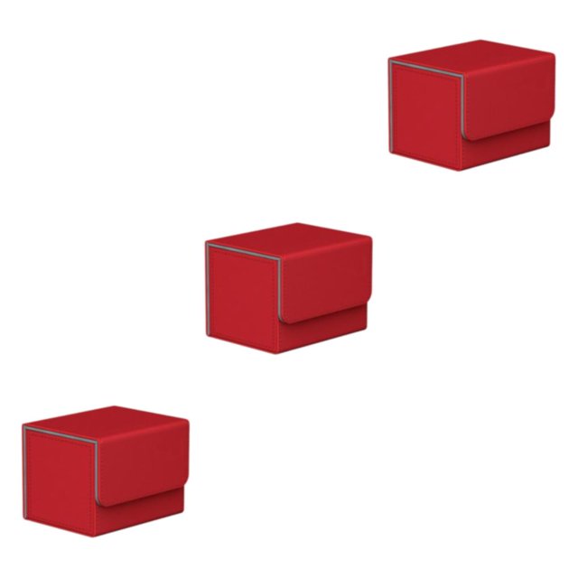 maskred Stylish and Secure Card Deck Storage Holder Organizer with Magnetic Closure TCG Display Red 3Set