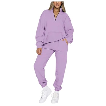 IROINNID Tracksuit For Women 2 Pieces Set On Sale Casual Stand Collar Long Sleeve Zipper Tops Sweatshirt With Pocket And Drawstring Pants Suits Set Sport Suit,Black