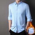 thumbnail image 2 of LNWUY Chemises à Manches Longues pour Hommes Séchage Rapide Chemise de Performance Printemps Automne Couleur Unie Rembourrée Chaude Confortable Chemises à Col Rabattable Bleu TTTG, 2 of 3