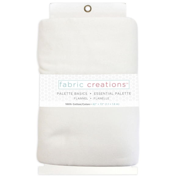 FABRIC CREATIONS 100% Cotton Flannel Pre-cut Fabric, White