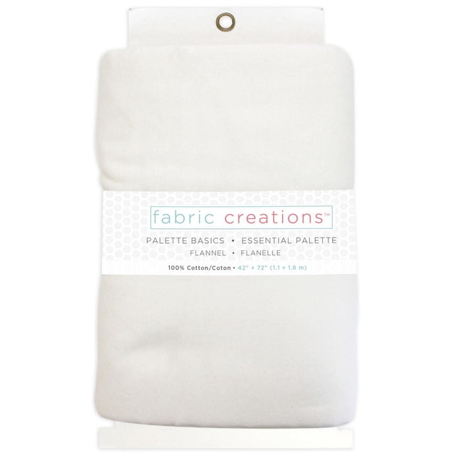 Fabric Creations 100% Cotton Flannel pre-cut fabric in off-white, folded with label showing brand and size 42 by 72 inches (1.1 by 1.8 meters), ideal for quilting, crafting, and sewing projects requiring soft flannel material.