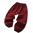 thumbnail image 1 of Lenpel Pantalon Cargo Décontracté pour Garçons, Taille Élastique, à Enfiler, Bas Resserré, Pantalon de Randonnée Extérieur, Joggers Amples pour Enfants (Rouge, 8-9 Ans), 1 of 3