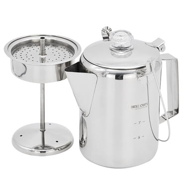 Percolateur en Acier Inoxydable 1,2 L pour Extérieur, Cafetière 9 Tasses pour Camping, Maison, Cuisine