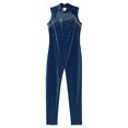 thumbnail image 4 of Jizyo Kids Girls Dance Unitard Sleeveless Full Body Jumpsuit Rhinestone Rompers One Piece Ballet Dance Leotard Navy Blue 16, 4 of 6