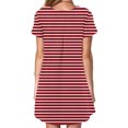 thumbnail image 3 of FcBaudy Robe à Manches Courtes à Col Rond Longueur Genou, Robes d'Été pour Femmes Robe T-Shirt d'Été Décontractée pour Femmes Tunique Ample à Manches Courtes avec Poches pour Femme Jupe Imitation Coton, 3 of 5