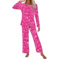 thumbnail image 4 of TopLLC Ensembles de Pyjama Ensembles de Détente pour Femmes, Vêtements de Nuit pour Femmes, Chemise de Nuit à Manches Courtes et Col Rond Imprimée et Ensembles de Pantalons Vêtements de Détente Pyjamas avec Poches Ensembles de Pyjama, 4 of 6