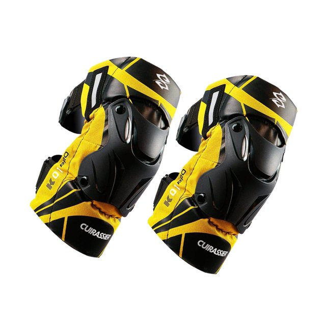 2x Genouillères de Moto K01-3 pour Motocross Course Cyclisme Résistant aux Chocs Absorbant Réfléchissant Jaune
