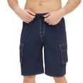 thumbnail image 2 of BADHUB Shorts Cargo à Cordon pour Hommes Taille Élastique Extensible Shorts de Travail Décontractés Ripstop Couleur Unie Randonnée Bleu Foncé 38, 2 of 7