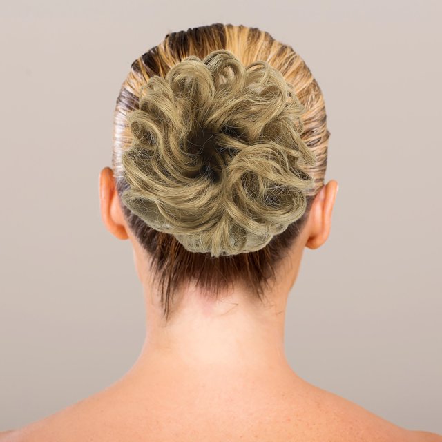 Hair Extension Wrap Messy Hair Bun Curly Heat Ponytail Hairpiece,Yellow Pullover Toupee