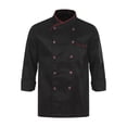 thumbnail image 2 of dPois Men Personalized Chef Coat With Hat Unisex Chef Jacket Kitchen Work Uniform Hotel Restaurant Workwear Black02 3XL, 2 of 7