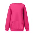thumbnail image 4 of Breezora Chandail à Capuchon à Poche Surdimensionné pour Femmes, Col Rond, Chandail Décontracté Confortable, Taille TTG, Rose Vif, 4 of 5