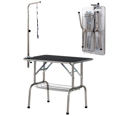 PawHut Table de Toilettage pour Chien avec Bras de Toilettage à Hauteur Réglable de 8 à 39 Pouces