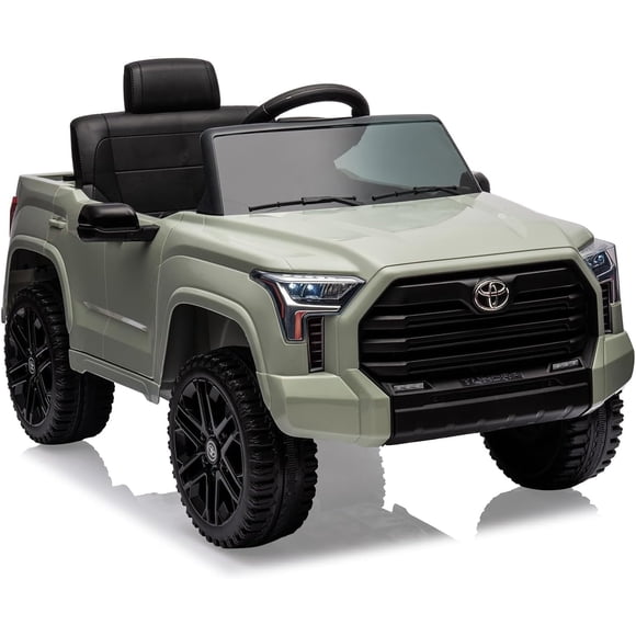 Toyota Tundra 12V Ride-On Truck for Kids Electric Car with Remote Control 3 Speeds LED Lights Full Suspension Green
