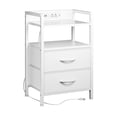 thumbnail image 1 of End Table with 2 Drawers & Open Shelf, Metal Frame Nightstand, Black/Brown/White, 1 of 6