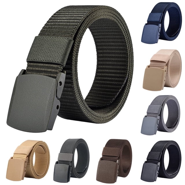 AMERTEER Men Belt Nylon Belt Webbing Canvas Outdoor Web Belt with Plastic Buckle