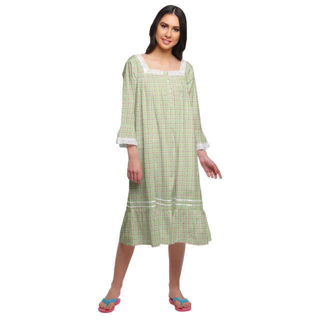 Moomaya Chemise de Nuit Évasée en Coton pour Femmes