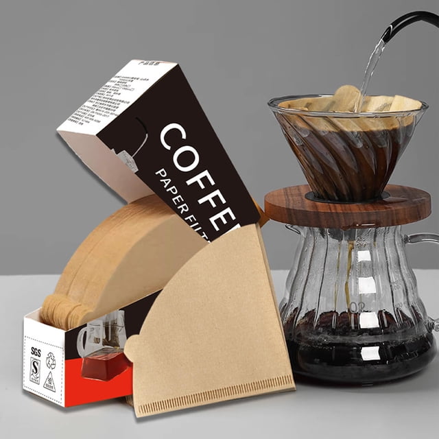 Birdeem 100-Pack V-Shaped Coffee Filters – Unbleached Paper, Drip Brew Compatibility, 6.3"X4.7" Size for Clean Extraction
