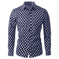 thumbnail image 1 of INSPIRE CHIC Men's Shirt Polka Dots Pattern Point Collar Long Sleeve Button Down Shirt 50 Navy Blue, 1 of 7