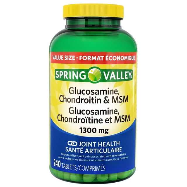 Spring Valley Glucosamine, Chondroïtine et MSM 1300mg FORMAT ÉCONOMIQUE