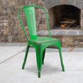 thumbnail image 2 of Bowery Hill Metal Curved Slat Back Dining Side Chair in Distressed Green, 2 of 7