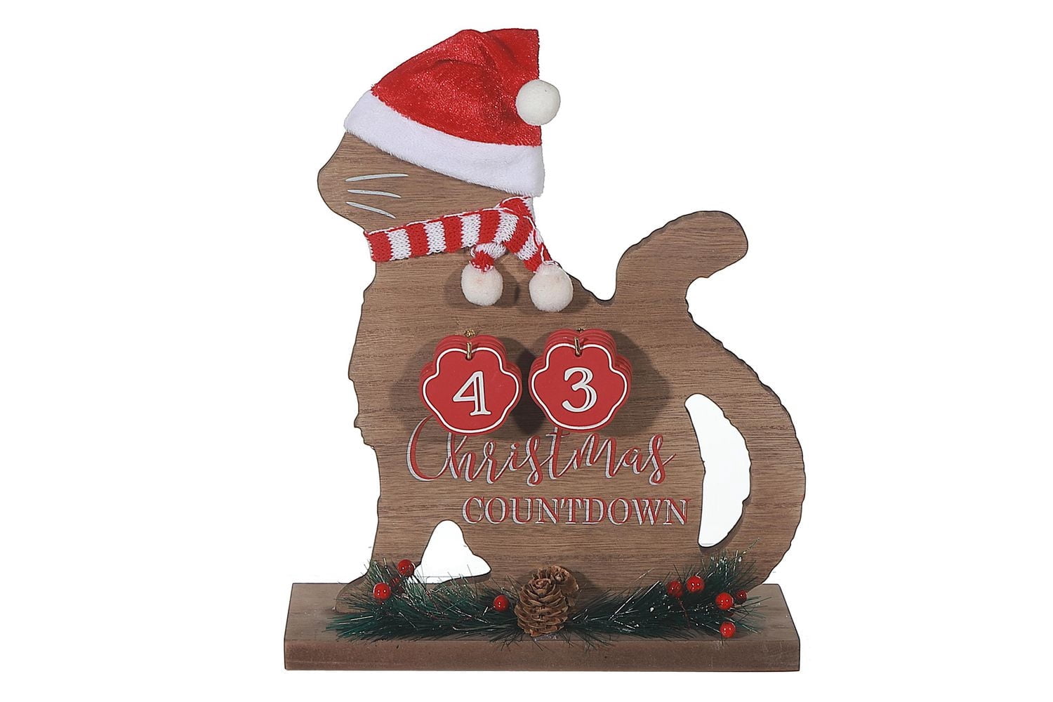 Wooden Cat Calendar Christmas Countdown