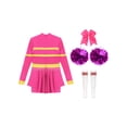 thumbnail image 4 of Aislor Tenues de Cheerleading pour Filles Enfants Costume de Cosplay Chef de Cheer Halloween Robe de Fête Rave Danse Justaucorps Rose Vif A 16, 4 of 7