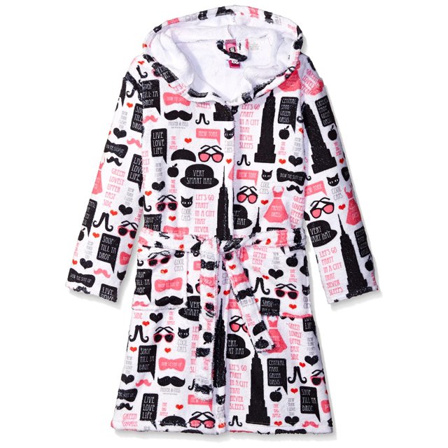 Up Past 8 Girls' Bathrobe Fuzzy Hooded Robe Sleepwear