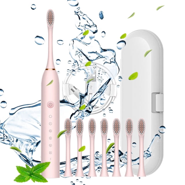 LSLJS Electric Toothbrush, Electric Toothbrush with 8 Brush Heads,With Toothbrush Box, 6 Cleaning Modes, Water Proofing IPX7 Water Proofing Electric Toothbrush,-Newly, Electric Toothbrush