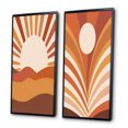 thumbnail image 3 of Designart "Midcentury Terracotta Sun Retro Landscape II" Modern Midcentury Framed Wall Art Set Of 2 - Mid-Century Brown Gallery Wall Frame Set For Home Decor, 3 of 6