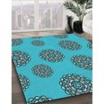 thumbnail image 3 of Ahgly Tapis Rond Lavable en Machine Intérieur Transitionnel Vert Cyan Foncé, 8 Pieds Rond, 3 of 7