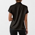 thumbnail image 4 of Pisexur Hauts pour Femmes Blouses pour Femmes Mode Décontractée Chic Été Couleur Unie Col Rond Manches Courtes Chemises Haut Blouse, Hauts pour Femmes Tendance Noir,P, 4 of 7