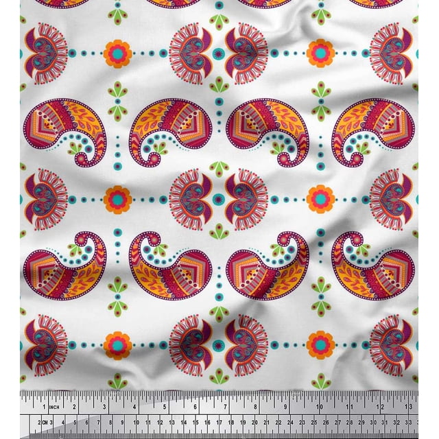 Soimoi Poly Georgette Fabric Dot,Floral & Paisley Print Sewing Fabric Yard 52 Inch Wide