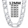 thumbnail image 1 of LOVEVER GQ Solid 925 Sterling Silver Necklace For Men Classic 12mm Cuban Chain 18/20/22/24/26/28/30 Inch Charm Fashion Jewelry Gift, 1 of 3