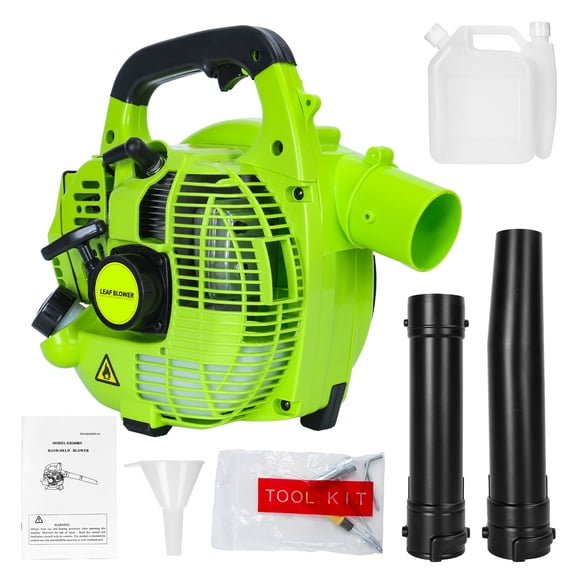 2-Stroke Handheld Leaf Blower, Gas Powered Leaf Blower, 26cc Handheld Gas Blower, Powerful Clearing Blower for Lawn Care, Snow Blowing & Yard Cleaning (Green) -Green