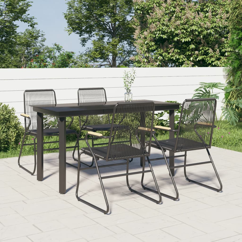 vidaXL Ensemble de Salle à Manger de Jardin 5 Pcs Rotin PVC Noir