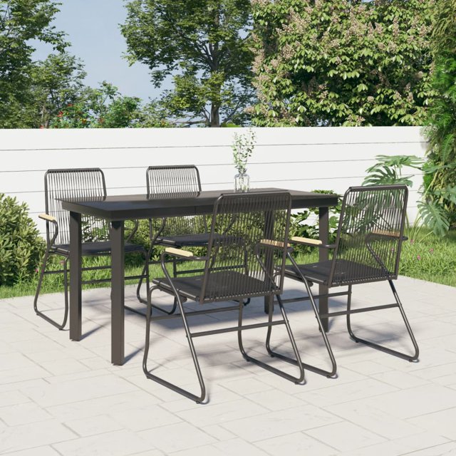 vidaXL Ensemble de Salle à Manger de Jardin 5 Pcs Rotin PVC Noir