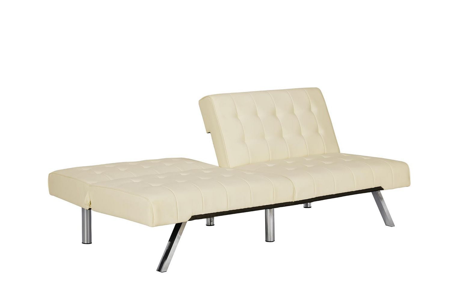 Canapé futon convertible capitonné Evie de DHP, simili cuir vanille