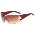 thumbnail image 2 of Fashion Men Women Star Wrap Around Sunglasses Cycling Rimless Futuristic Sunglasses, 2 of 4